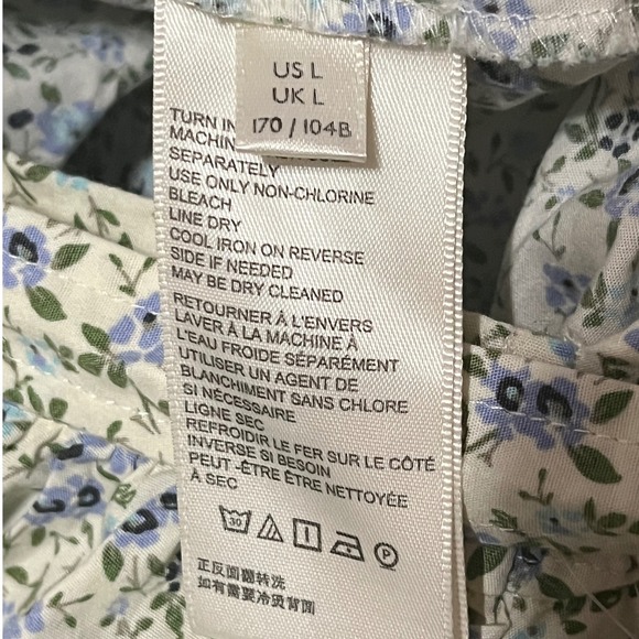 Free People Petunia Mini Dress Smocked Tea Combo Blue Size Large NWT‎ - Picture 15 of 16